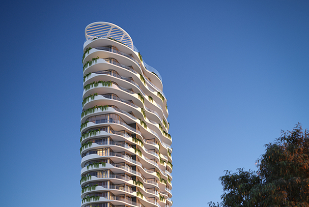 Sky Waterfront view of tower