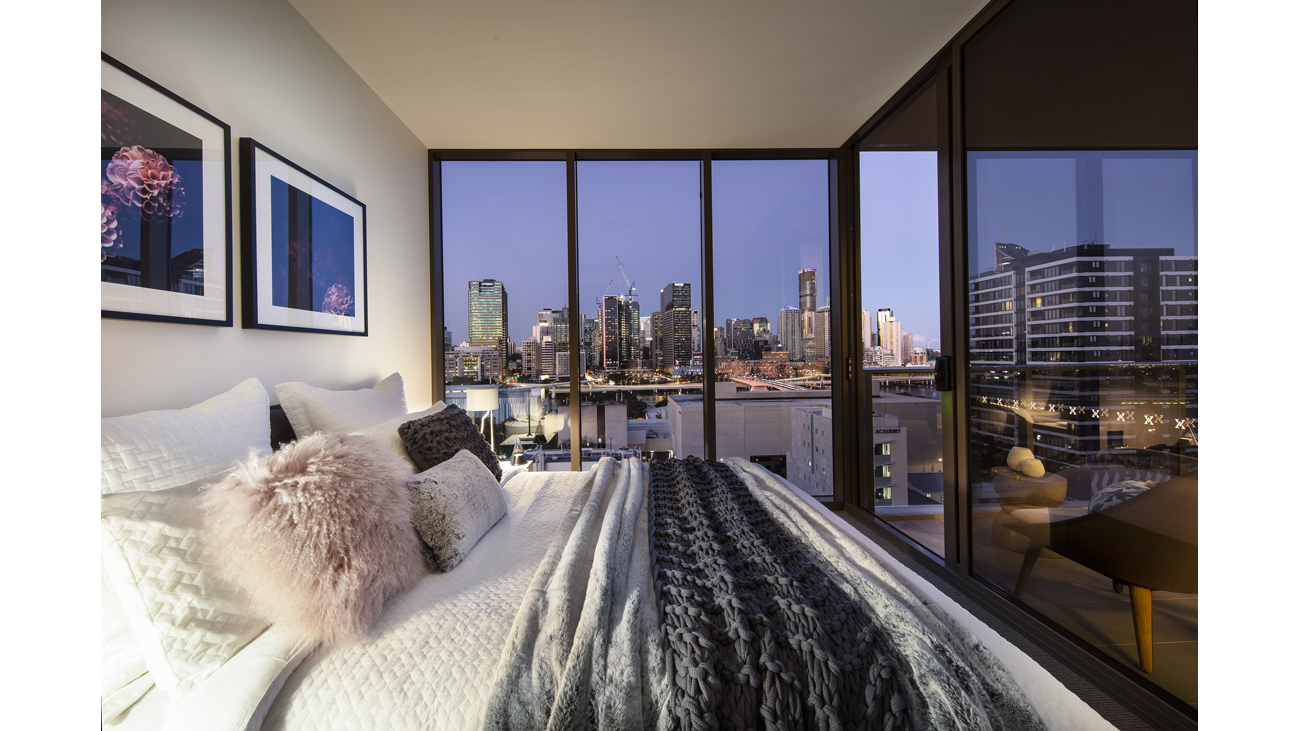 Apartment bedroom in the city