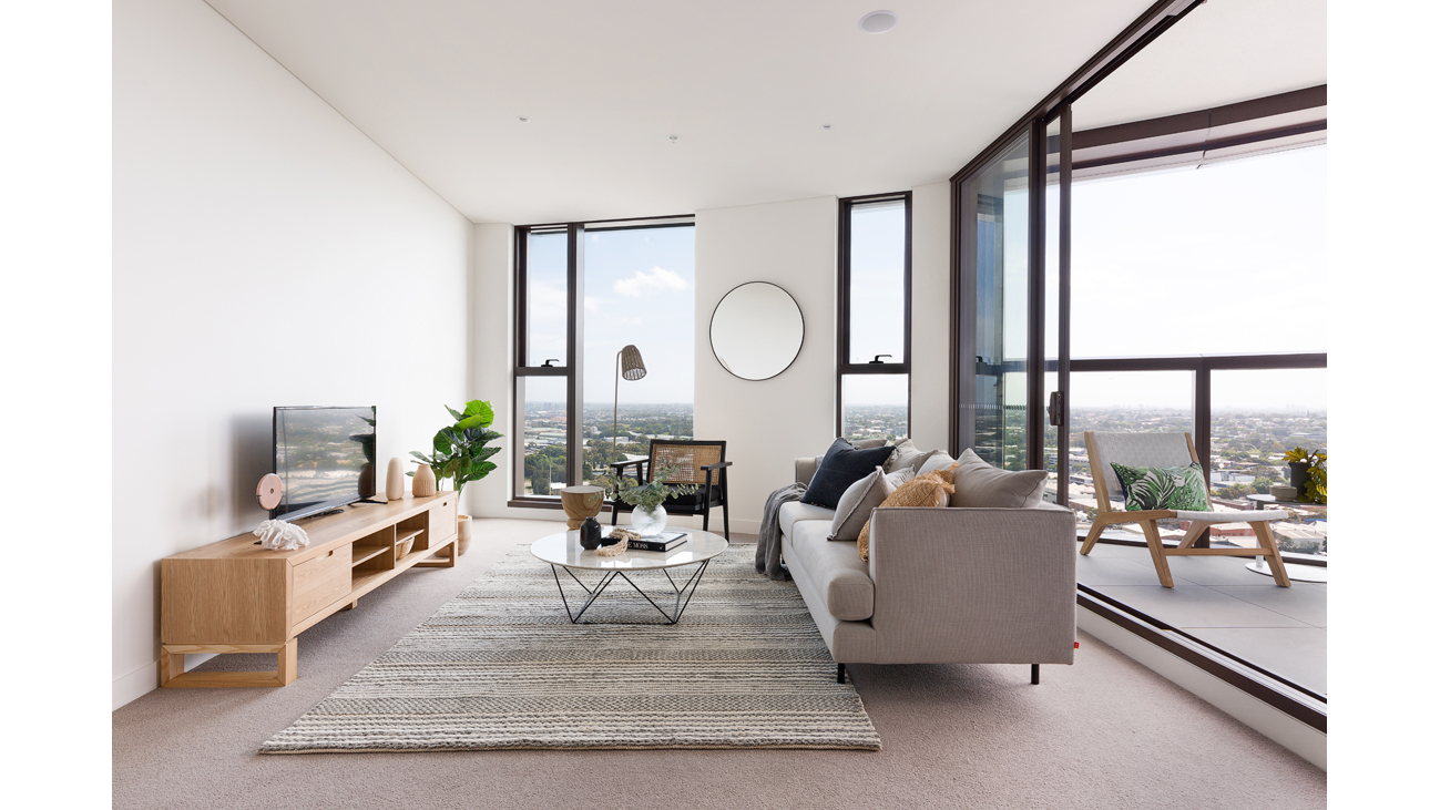 Open plan apartment living area