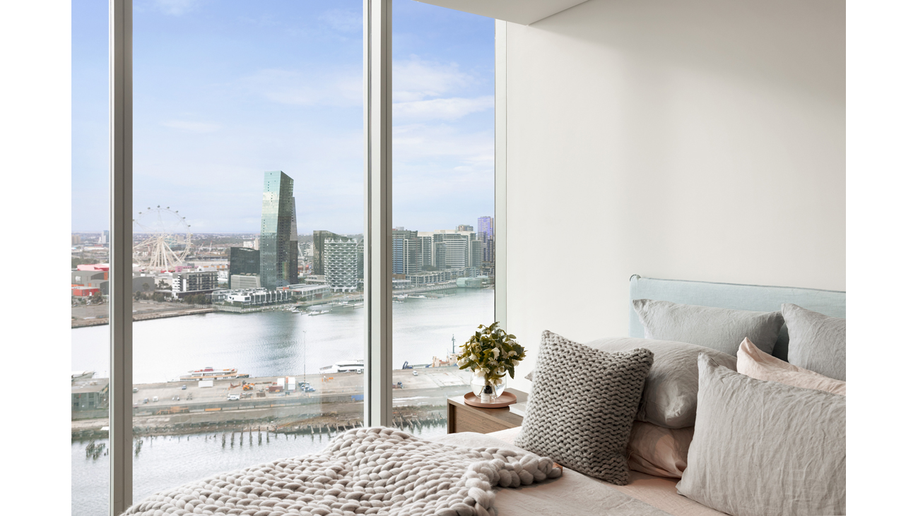Bedroom with city view