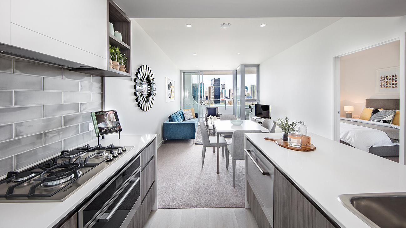 Galley kitchen area