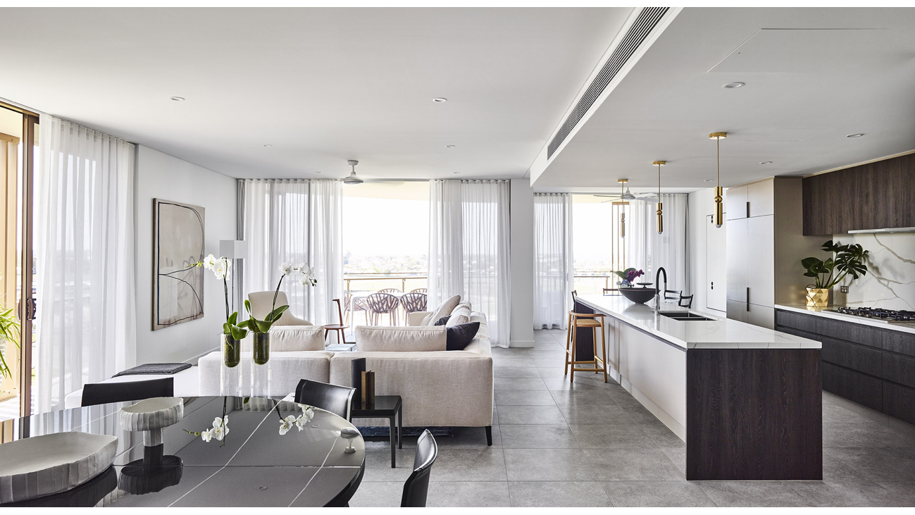 Open plan apartment living dining area
