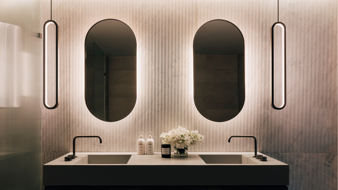 Double vanity with lighting