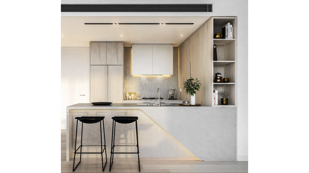 Kitchen render with benchtop