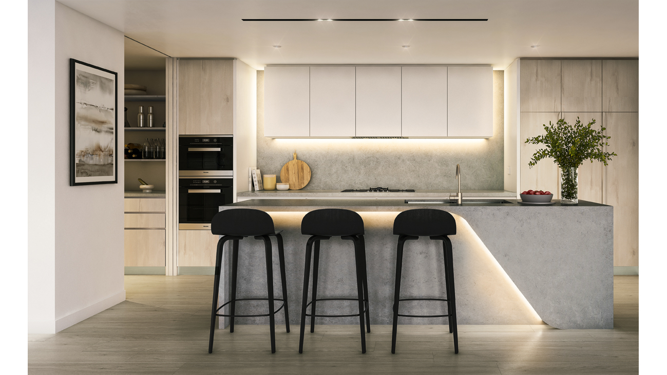 Penthouse kitchen render