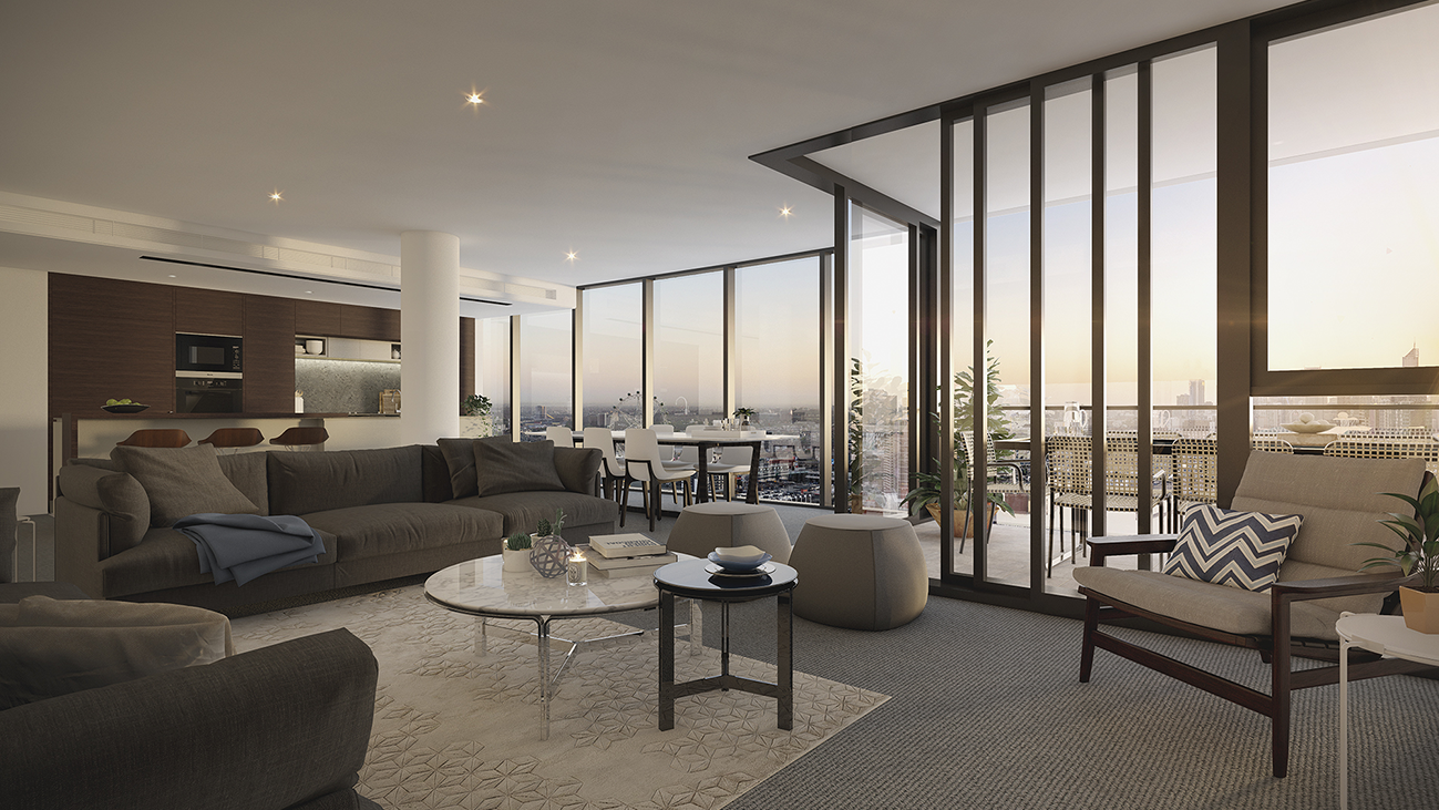 Voyager, Yarra's Edge living room render