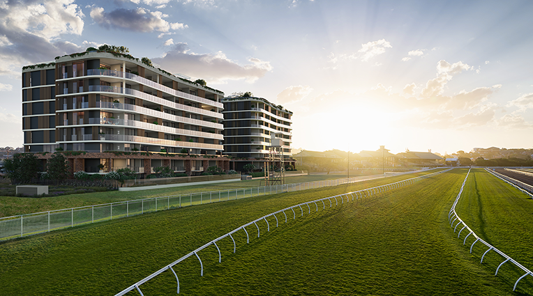 Ascot Green Eagle Farm apartment track and Mirvac apartments
