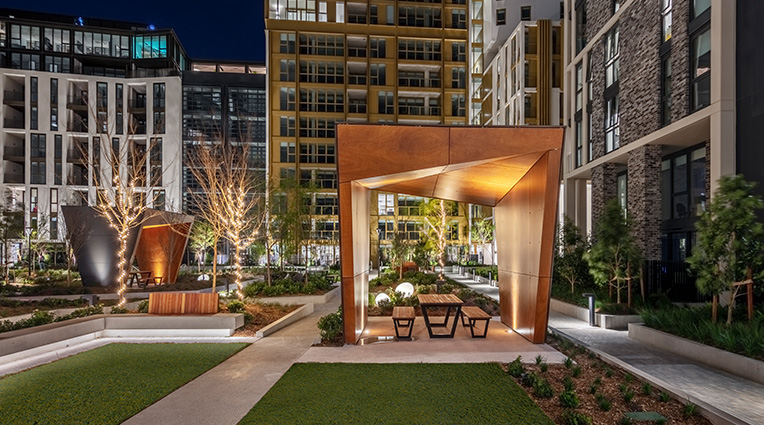 Pavilions by Mirvac courtyard at Sydney Olympic Park