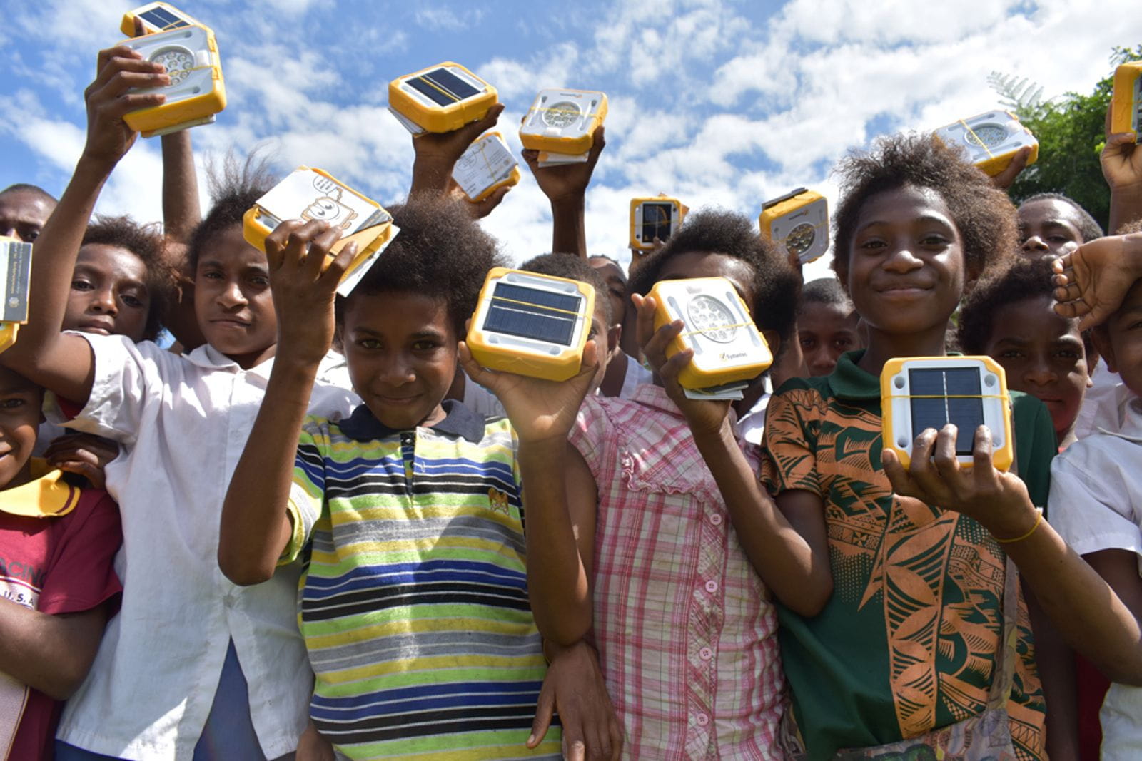 Children with solar panels