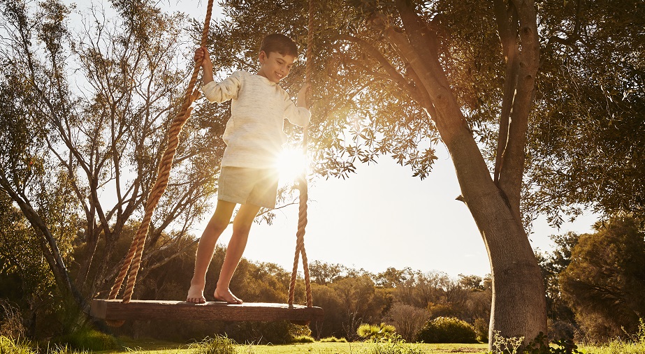 Kid on a swing