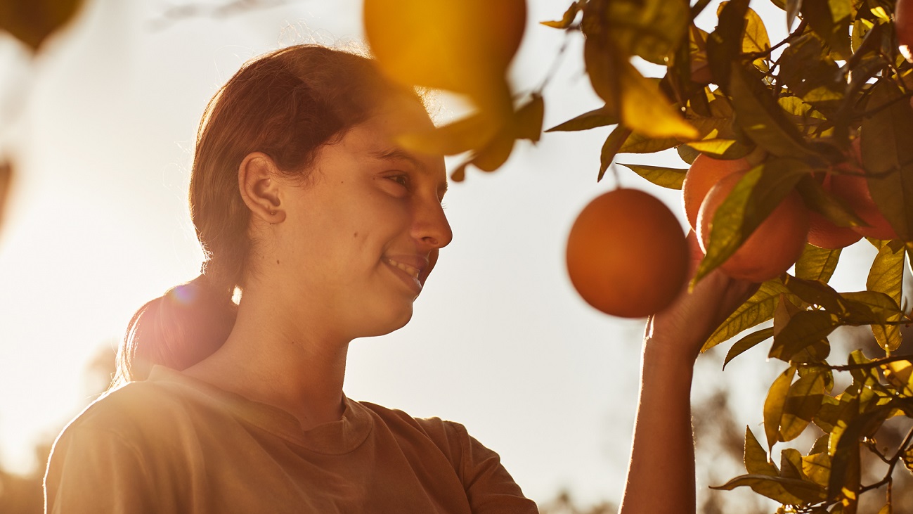Girl and fruit