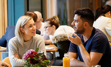 Young couple at cafe